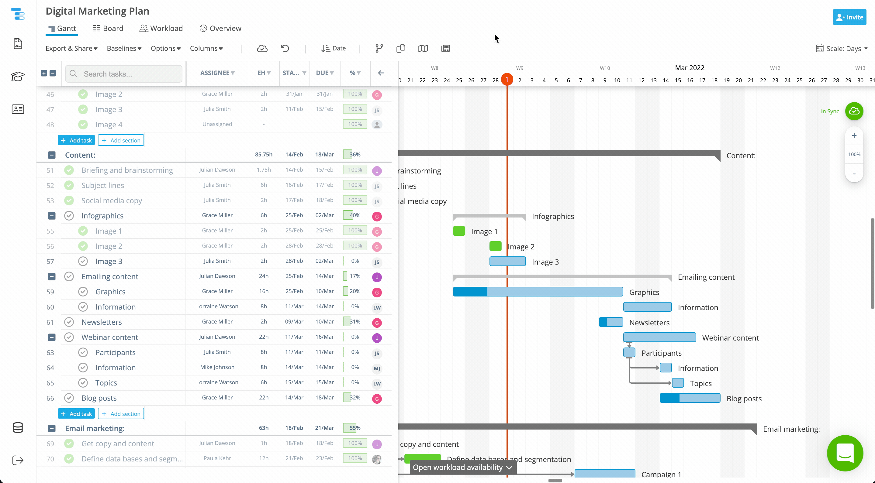 Set task progress from the Task Details Pane in Instagantt.
